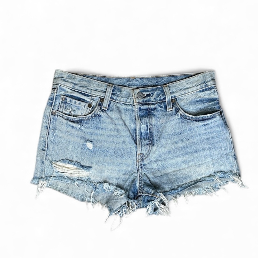 Levi's Light Blue Distressed Jean Shorts